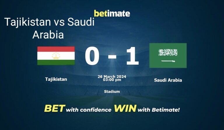 Tajikistan vs Saudi Arabia Match Prediction and Betting Tips | March 26, 2024